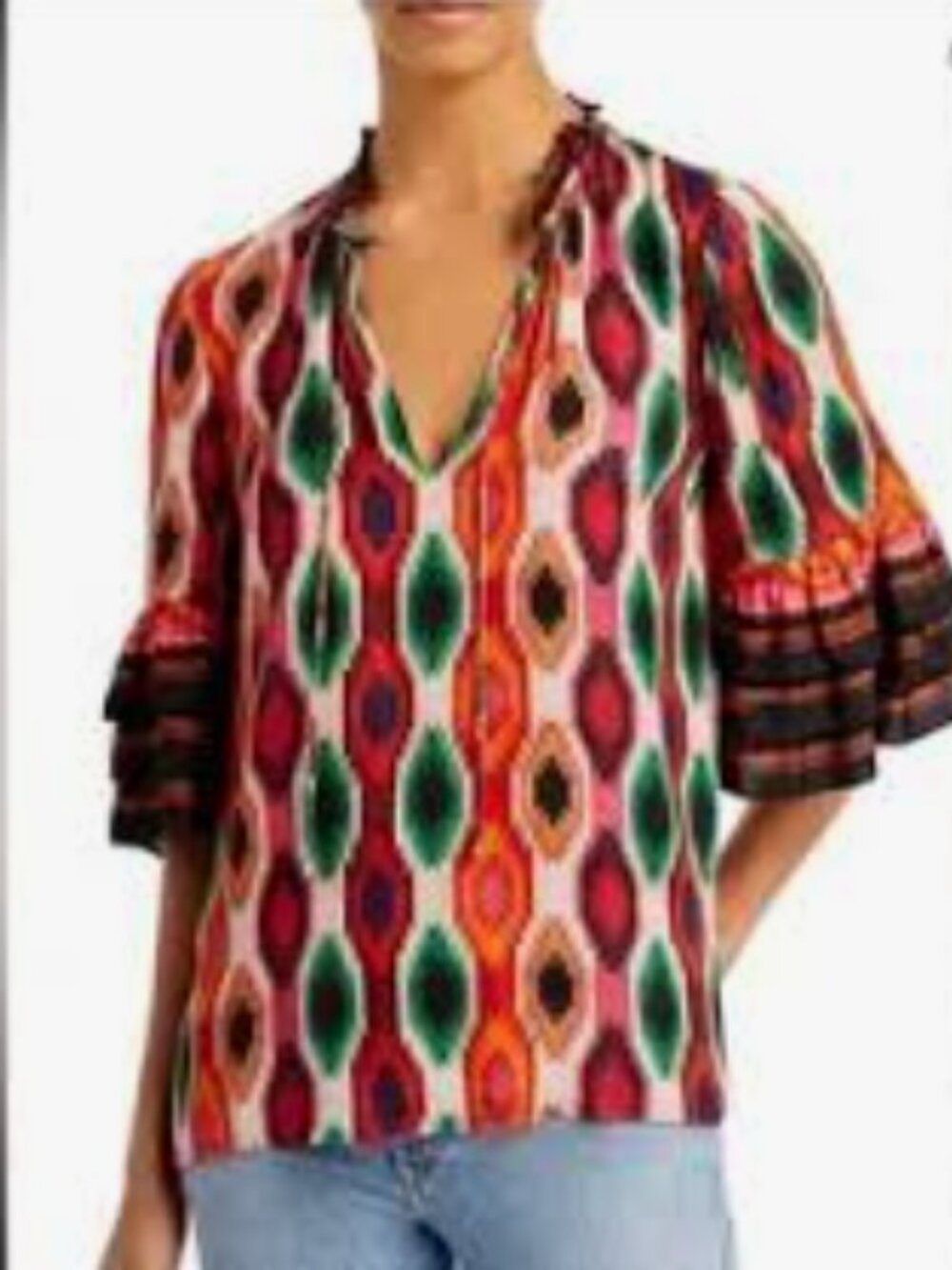 Alice + Olivia Tier-Sleeve Tunic Top (XS)